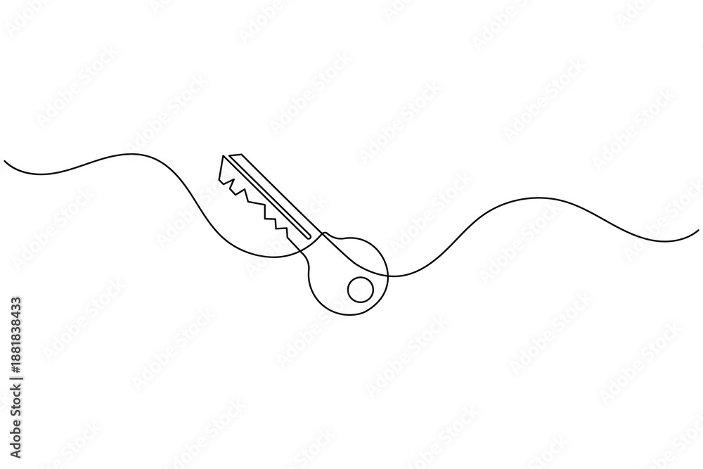 Obraz premium Minimalist continuous one line drawing of a key symbolizing success