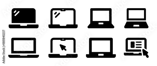 Laptop icons representing various designs of computers