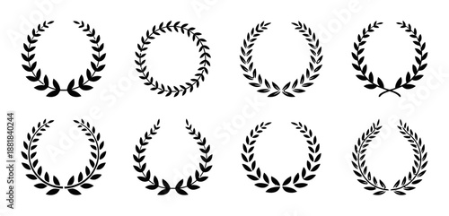 Laurel wreath award and victory vector emblems