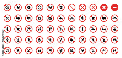 Prohibition signs vector icon set design