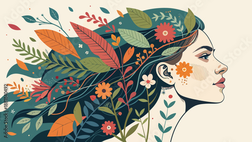 Creative Abstract Woman Face Illustration Using Minimalist Shapes and Artistic Conceptual Elements