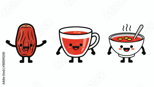 Cartoon Characters Representing Tea and Coffee.