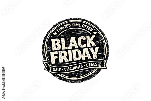 Black Friday sale limited time offer grunge stamp with discounts and deals text