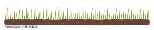 Spring grass shoots on white background. Young sprouts growing from the ground. Vector illustration for design, decoration, banner, invitation.