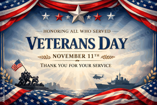 Honoring Veterans Day November 11th Thank You For Your Service With American Flag