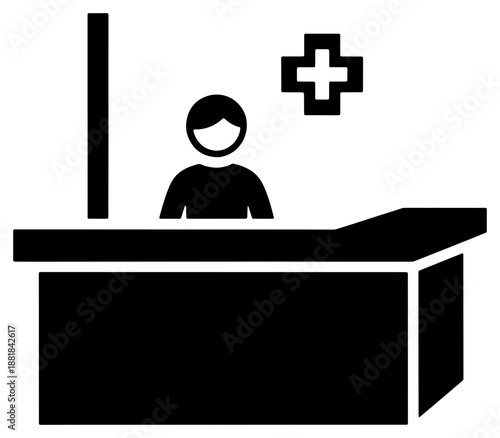 Person at medical reception desk