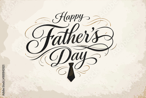 Elegant calligraphy for Happy Father's Day with a tie illustration