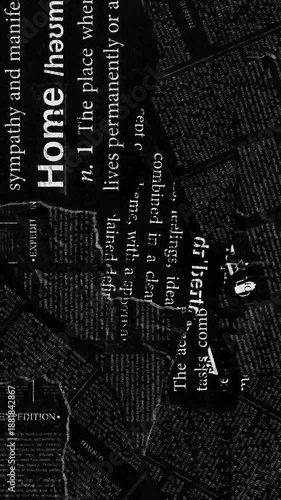 vertical ripped newspaper animation abstract background, fast motion