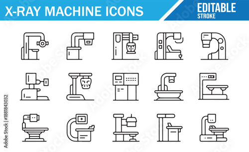 Minimalist X-ray Machine Vector Icons - Medical Technology Symbols