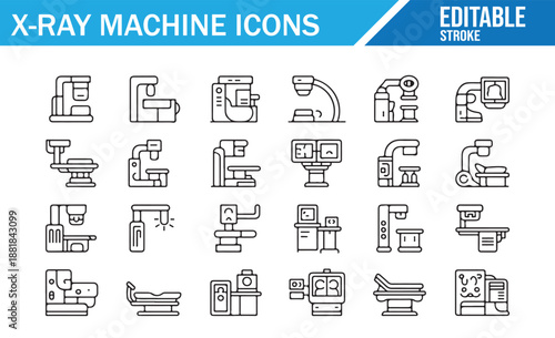 Hospital Diagnostic Scanner Line Art - X-ray, CT, MRI Machines