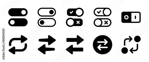 Set of toggle switch and exchange arrows vector illustration