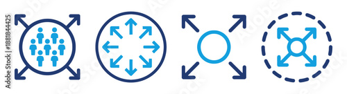 Vector expansion and extend icon, community people symbol