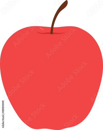 A vibrant red apple icon with a brown stem on a white background