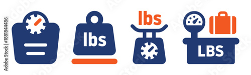 Weight scales icons for measurement of lbs vector
