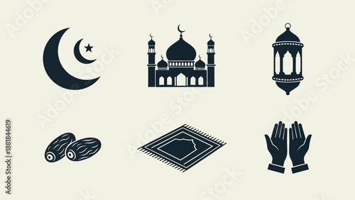 Islamic Symbols and Icons Set Collection.