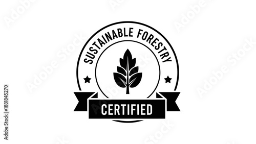 Sustainable forestry certified logo, vector illustration for responsible forest management.