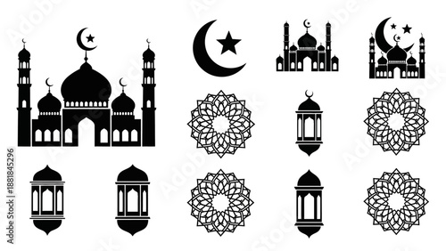Islamic Symbols Mosque Crescent Moon Lanterns.