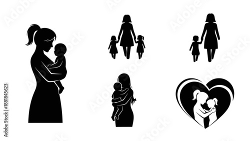 Mother and Child Silhouette Love Family.