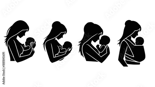 Mother Holding Baby in Various Positions.
