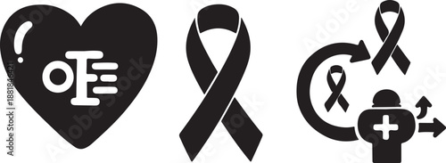 Awareness ribbons and symbols for health and support causes
