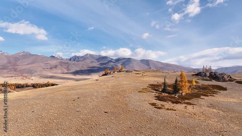 Wallpaper Mural Experience the vibrant colors of autumn in the Altai region, showcasing the majestic mountains and serene valleys from an aerial perspective. Immerse in the tranquil landscapes Torontodigital.ca