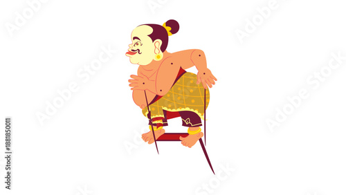 Traditional Javanese Wayang Kulit Shadow Puppet Character