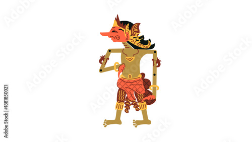 Traditional Javanese Wayang Kulit Shadow Puppet Character
