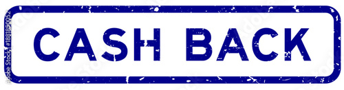 Grunge blue cash back word square rubber seal stamp on white background