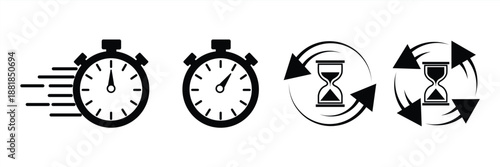 Timers' icon set on transparent background. Stopwatch symbol. countdown Timer vector illustration