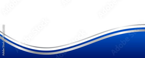 Divider, border, footer shape with silver and blue gradient vector illustration