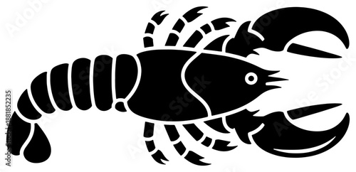 Black and white silhouette of a lobster