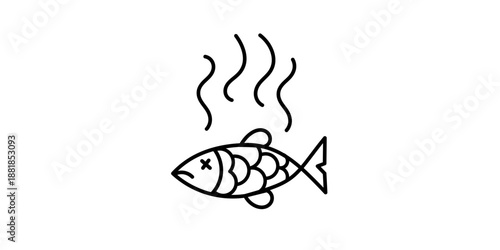 Grey Dead fish icon isolated on white background. Rotten fish. Vector illustration. Rotten fish icon. dead fish icon. 