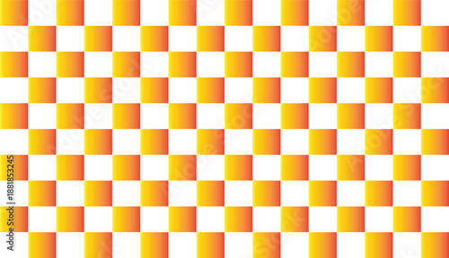 Warm orange and yellow gradient checkerboard pattern. Sunny geometric square grid texture background.