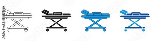 Stretcher Icon Set Multiple Style Collection. Vector illustration.