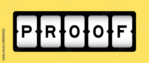 Black color in word proof on slot banner with yellow color background