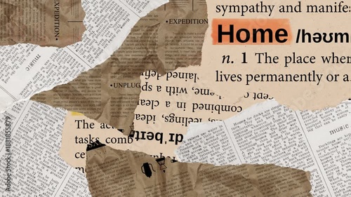 stop motion grunge collage newspaper overlay, fast motion abstract background