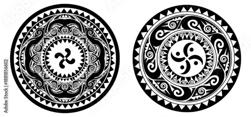 set of vintage Polynesian tribal tattoo design