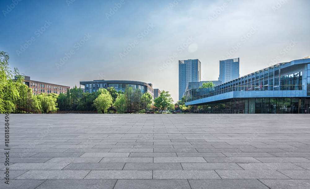 Fototapeta premium Modern Urban Landscape with Architectural Structures and Greenery