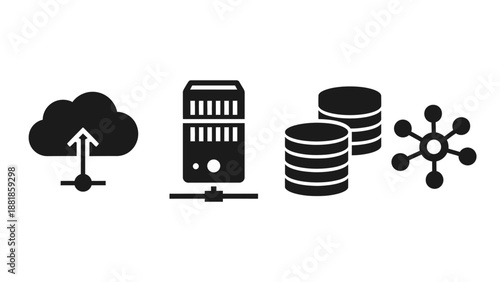 Cloud Server Database Network System Icons.