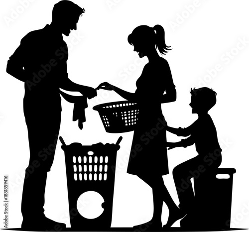 Father and Child Doing Laundr...