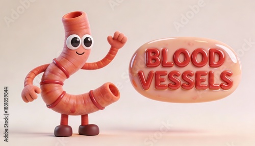 Friendly 3D Blood Vessels– Human Body Anatomy Cartoon Illustration