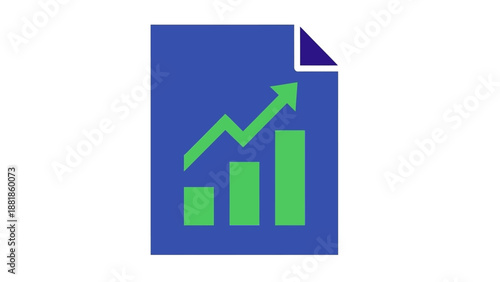 Free Download Flat Design Icon of Financial Report with Growing Bar Chart and Upward Arrow for Business Growth - GFXLoad