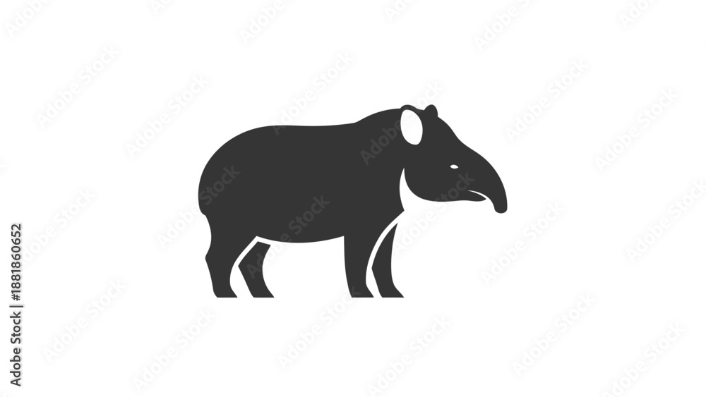 Obraz premium Stylized Tapir Silhouette Vector Illustration