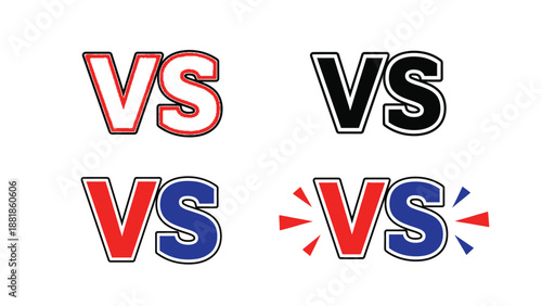 Collection of colorful versus logos symbolizing opposition and competition