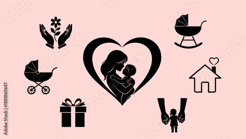 Mother Holding Baby in Heart Shape.