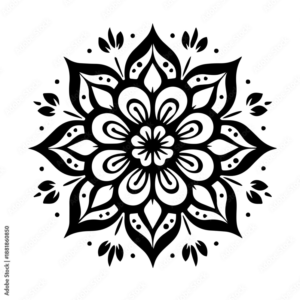 Fototapeta premium Black and white floral Partten