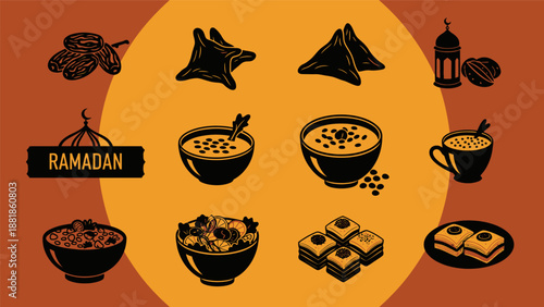 Ramadan Food and Drinks Illustration Collection.