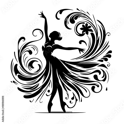 Vector illustration of a girl with wings