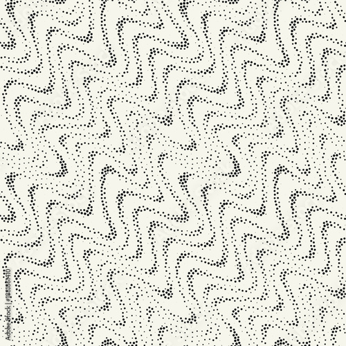 Vector seamless pattern. Modern spotted texture. Repeating abstract dotted background. Graphic diagonal wavy stripes. Can be used as a swatch in Illustrator.