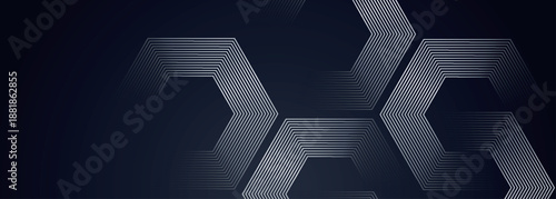 Dark background with glowing white hexagon geometric lines pattern. Modern futuristic technology concept for banner, advertising and website. Vector VOL. 2